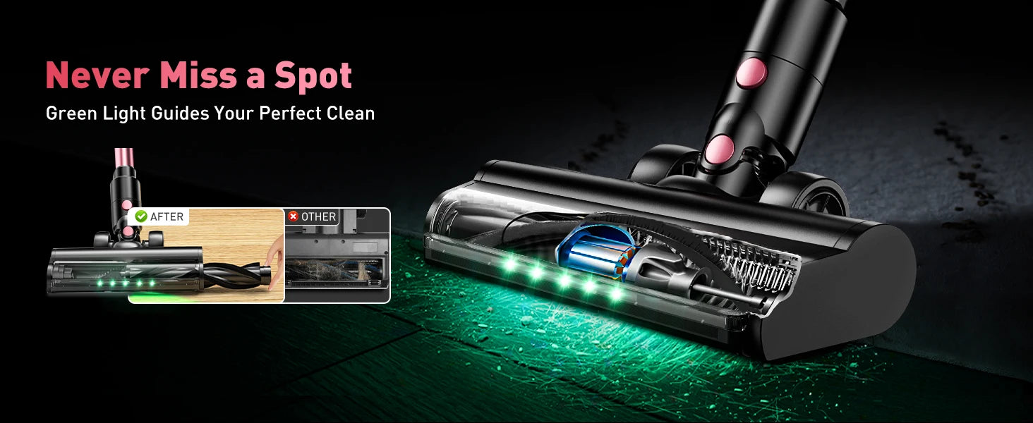 Cordless Vacuum Cleaner, 10 in 1 40Kpa/500W/45mins Powerful Stick Vacuum Cleaner for Home Pet Hair/Hard Floor/Carpet, Pink