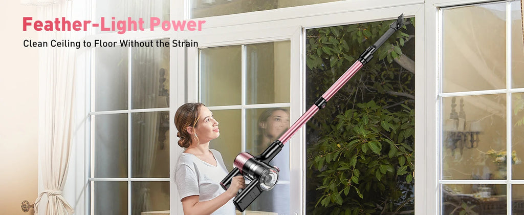 Cordless Vacuum Cleaner, 10 in 1 40Kpa/500W/45mins Powerful Stick Vacuum Cleaner for Home Pet Hair/Hard Floor/Carpet, Pink