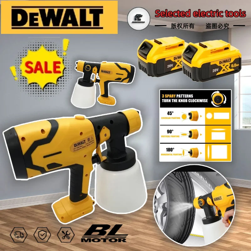 DEWALT 800ML Cordless Electric Spray Gun High Power HVLP Spray Paint Machine, Automotive Furniture Steel Coating Spray Gun