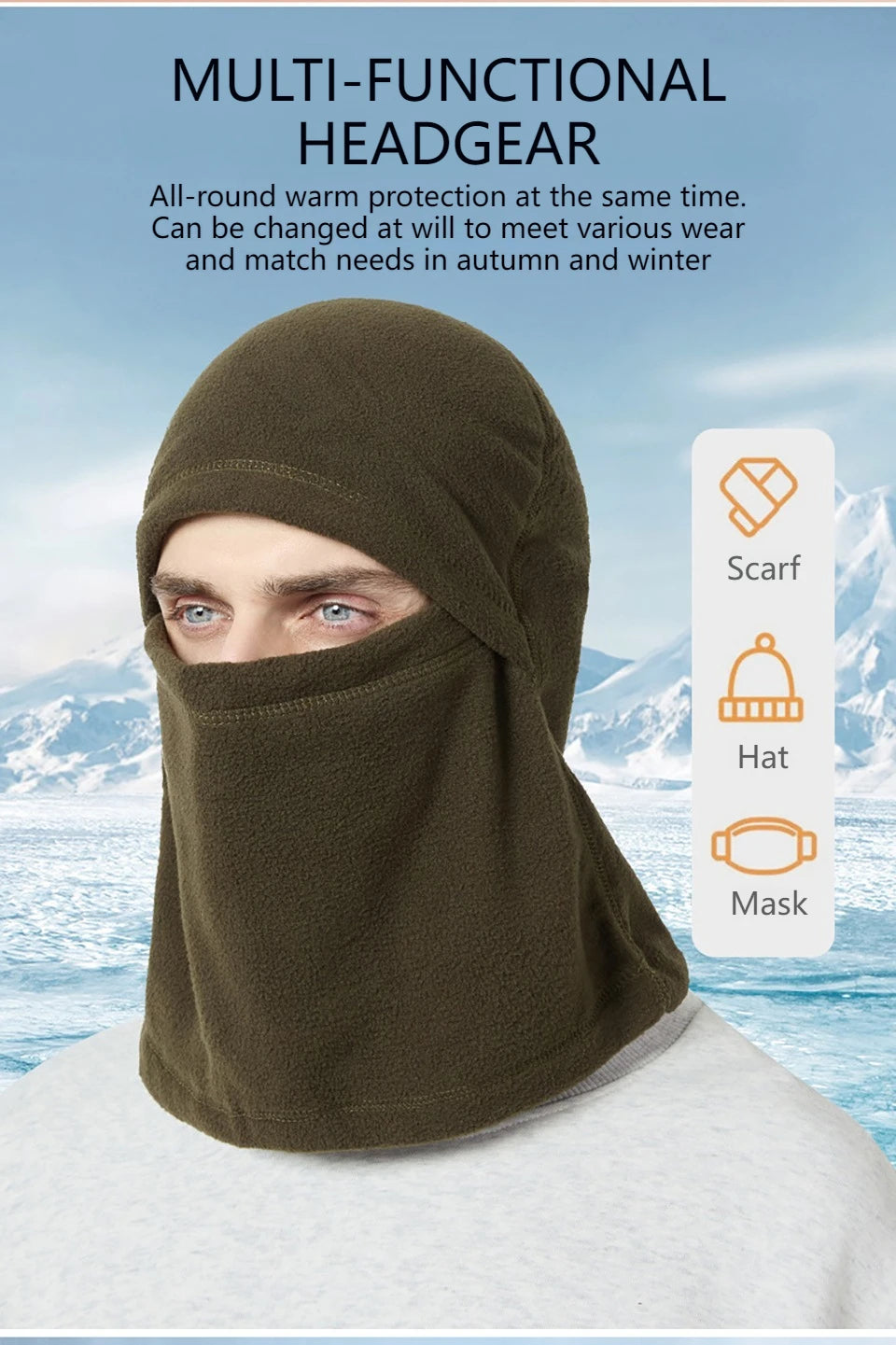 KoKossi Winter Warm Cycling Balaclava Motorcycle Windproof Helmet Liner Skiing Riding Running Face Mask Bicycle Headwear Unisex