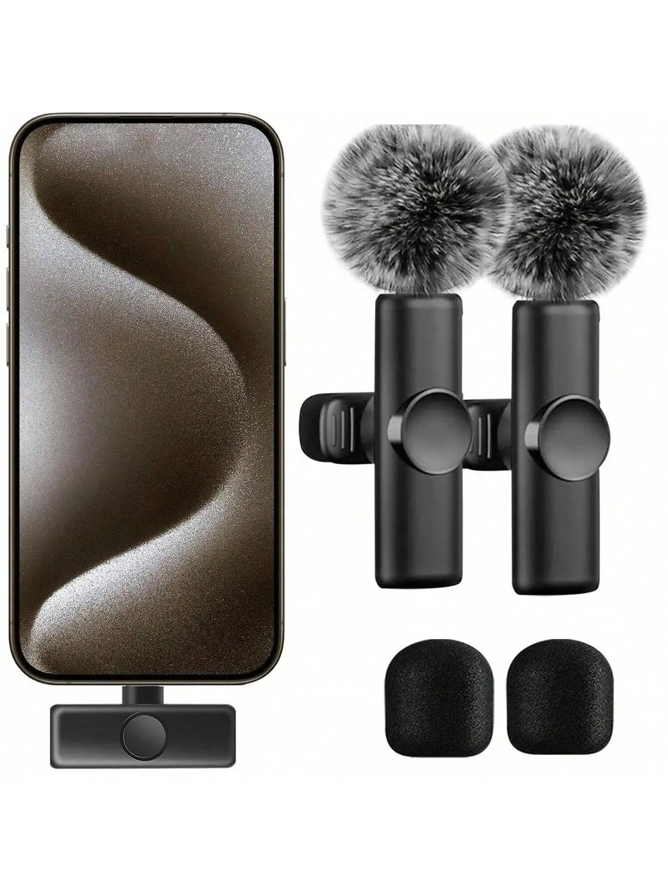 Wireless Lavalier Microphone Mini Portable Audio Video Recording Lapel Mic Compatible with iPhone Android Phone Live Broadcast g