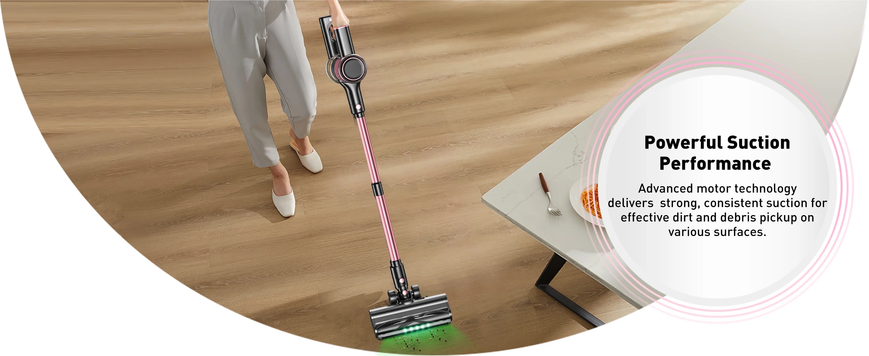 Cordless Vacuum Cleaner, 10 in 1 40Kpa/500W/45mins Powerful Stick Vacuum Cleaner for Home Pet Hair/Hard Floor/Carpet, Pink