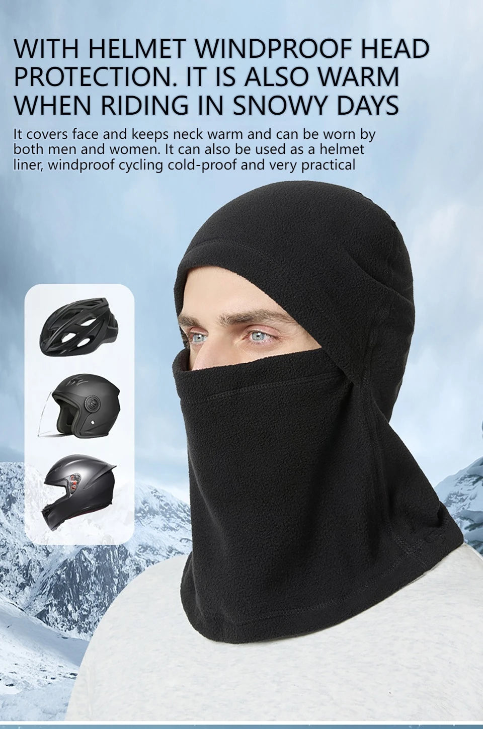 KoKossi Winter Warm Cycling Balaclava Motorcycle Windproof Helmet Liner Skiing Riding Running Face Mask Bicycle Headwear Unisex