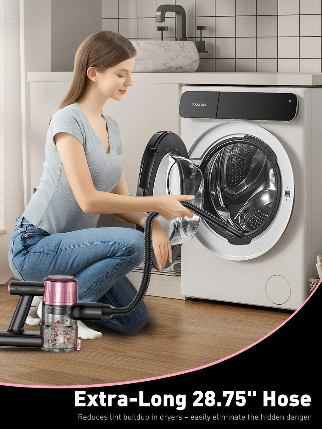 Cordless Vacuum Cleaner, 10 in 1 40Kpa/500W/45mins Powerful Stick Vacuum Cleaner for Home Pet Hair/Hard Floor/Carpet, Pink