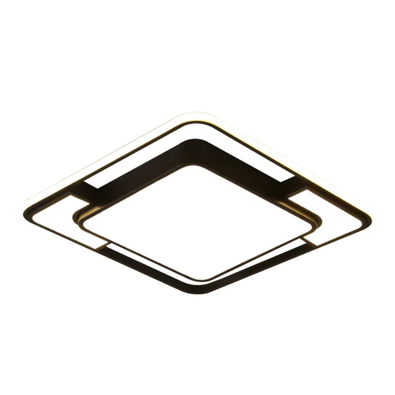 Decorative Dimmable led Bedroom Ceiling Light with Remote Control Nordic Simple Black Ceiling Lamps for Living Room Kitchen Bar