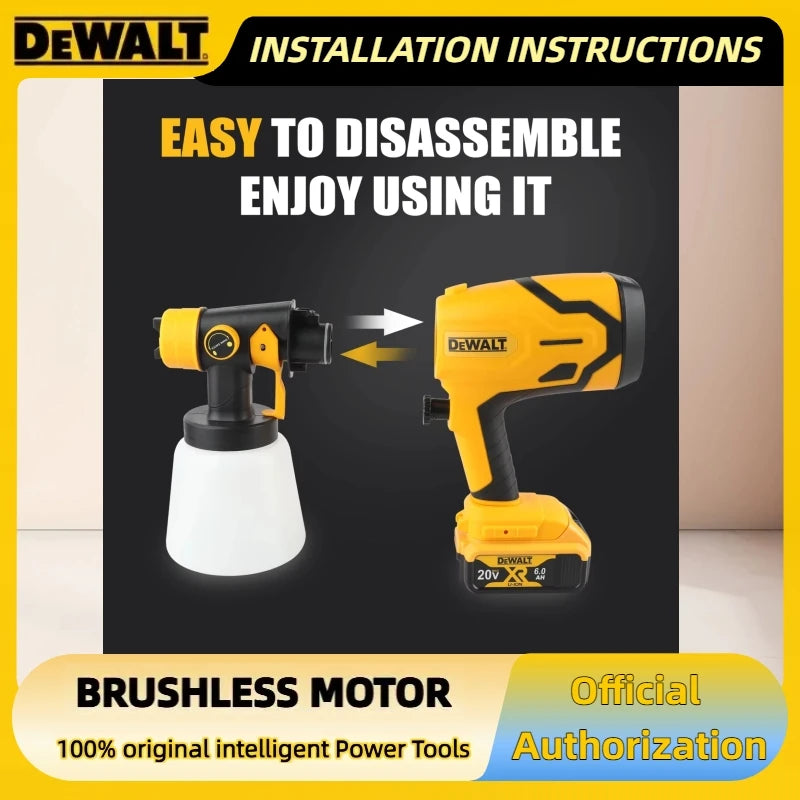 DEWALT 800ML Cordless Electric Spray Gun High Power HVLP Spray Paint Machine, Automotive Furniture Steel Coating Spray Gun