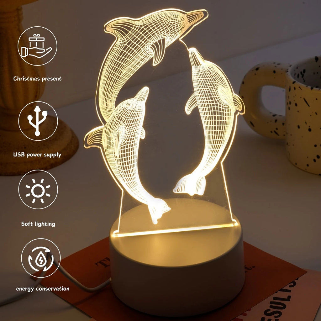 USB Whale 3D Night Light - Perfect for bedroom atmosphere and office decor, the perfect gift for Thanksgiving, birthdays