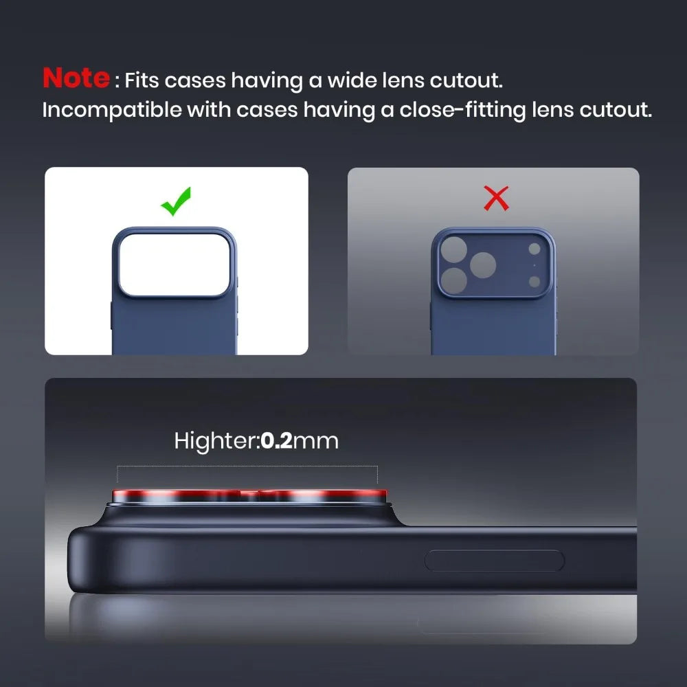 For iPhone 17 Pro Camera Lens Protector,  Metal Frame Tempered Glass Camera Lens Cover