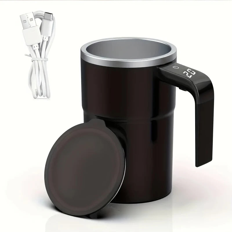 Temperature display automatic stirring cup, rechargeable magnetic automatic stirring coffee cup, portable travel water cup