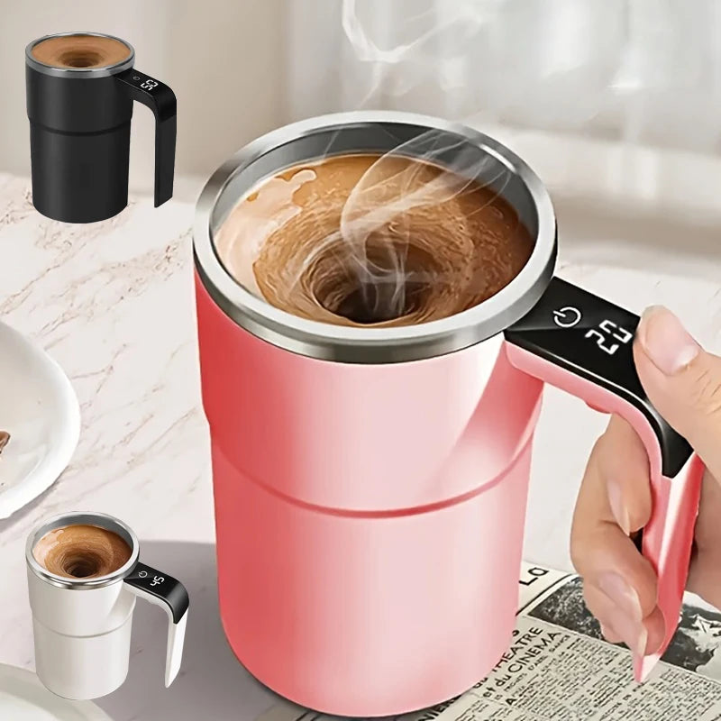 Temperature display automatic stirring cup, rechargeable magnetic automatic stirring coffee cup, portable travel water cup
