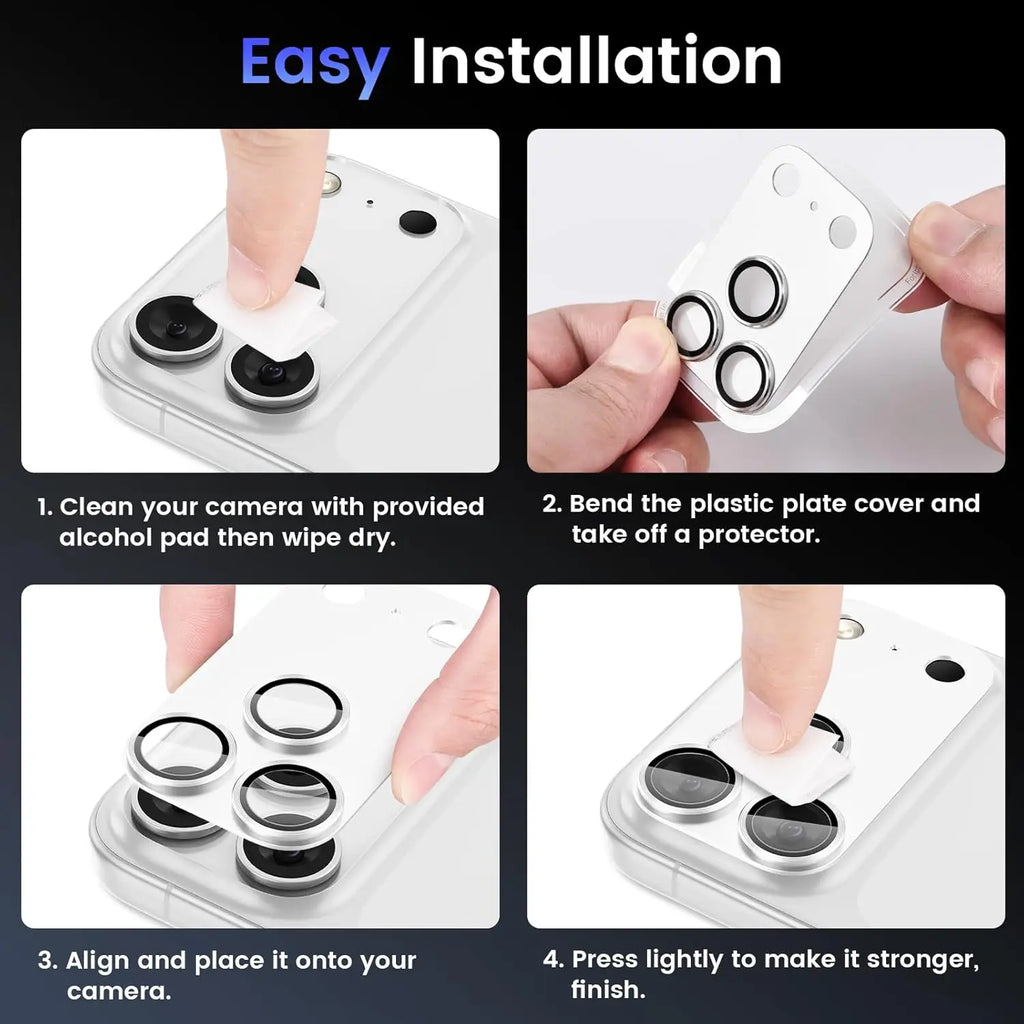 For iPhone 17 Pro Camera Lens Protector,  Metal Frame Tempered Glass Camera Lens Cover