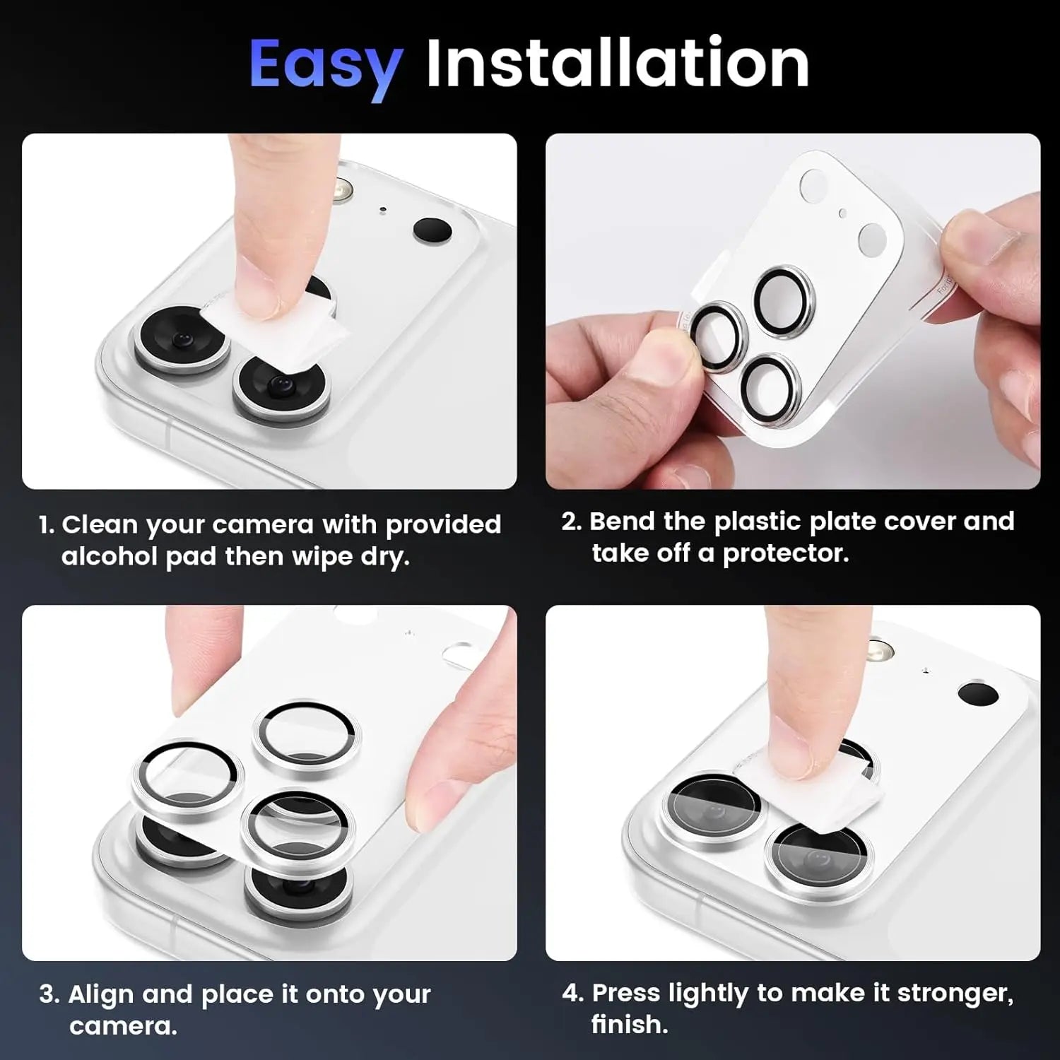 For iPhone 17 Pro Camera Lens Protector,  Metal Frame Tempered Glass Camera Lens Cover