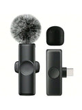 Wireless Lavalier Microphone Mini Portable Audio Video Recording Lapel Mic Compatible with iPhone Android Phone Live Broadcast g
