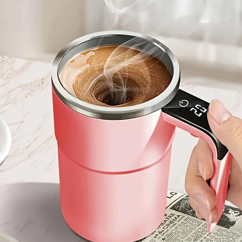 Temperature display automatic stirring cup, rechargeable magnetic automatic stirring coffee cup, portable travel water cup