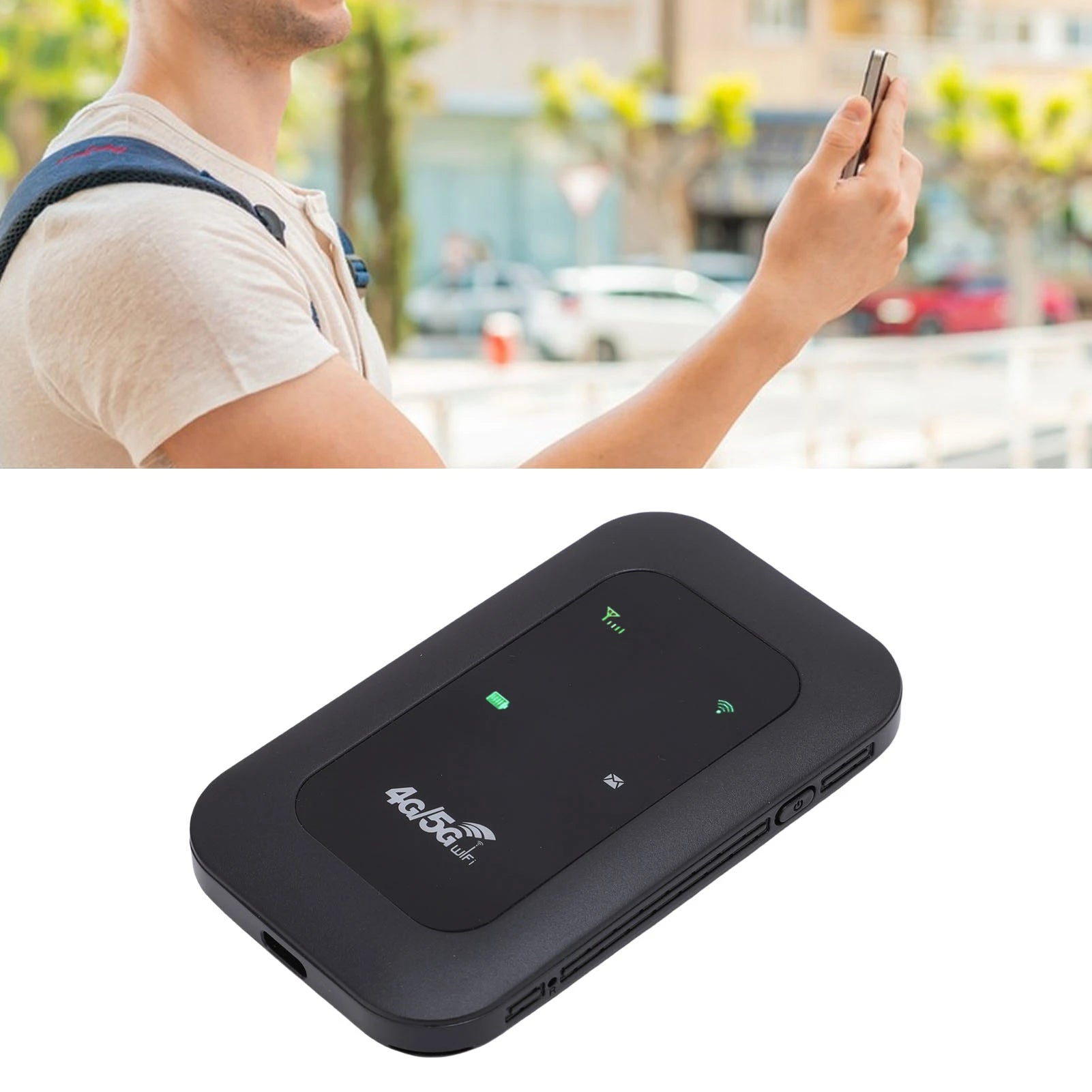 Mobile WiFi Router 300Mbps High Speed Mobile 4G 5G Router Color LED Display Screen Supports 10 Connected Devices for Camping