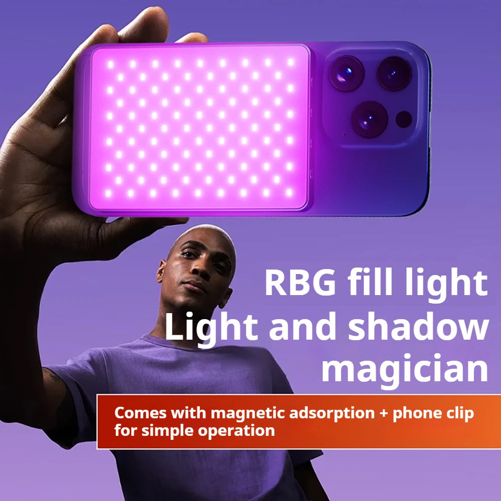 Cyber Technology Style RGB Magnetic Fill light Mobile Phone Selfie Video live Outdoor Shooting Clip light RGB Multi-style Lamp