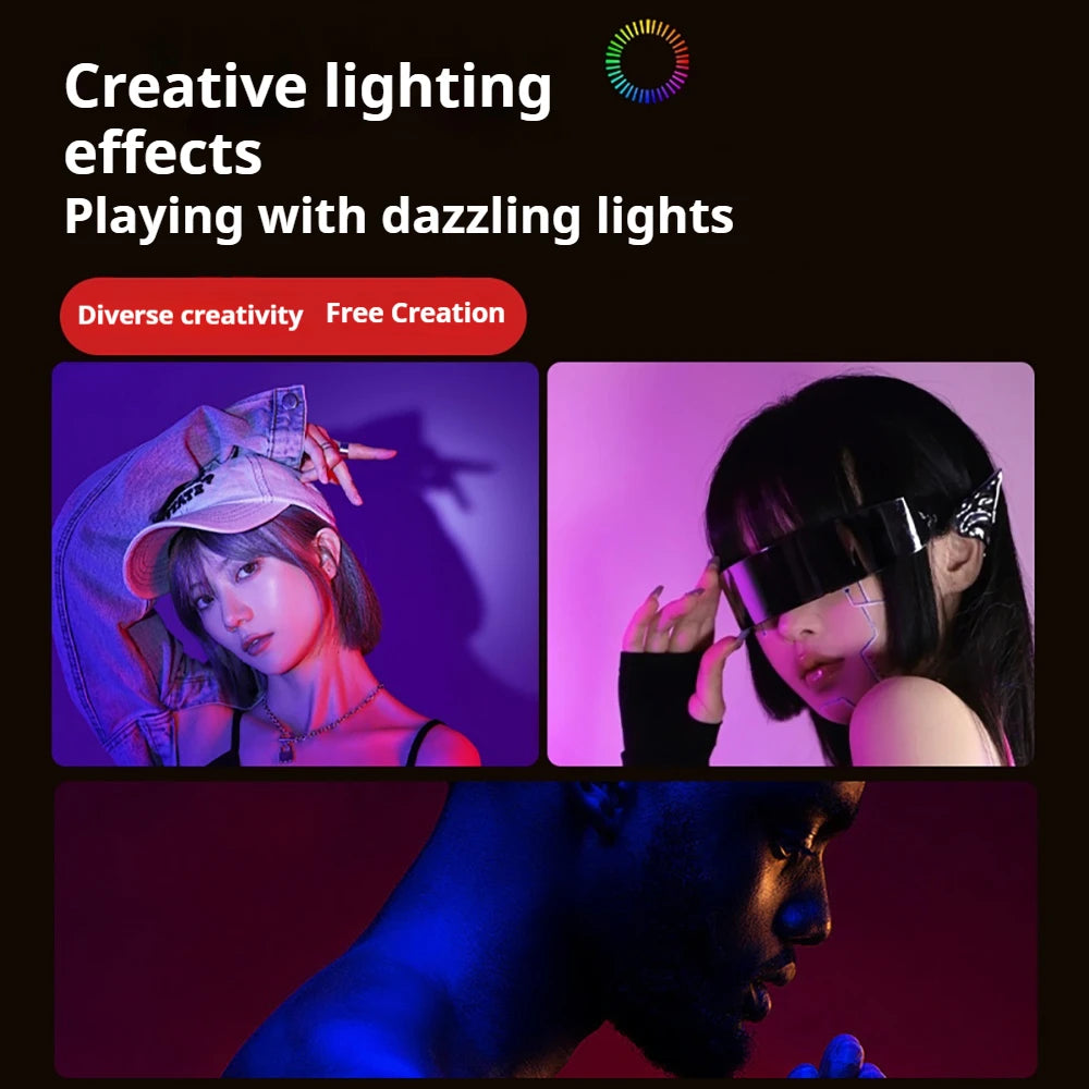 Cyber Technology Style RGB Magnetic Fill light Mobile Phone Selfie Video live Outdoor Shooting Clip light RGB Multi-style Lamp