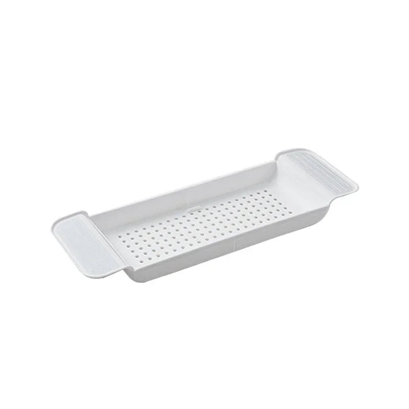 Multi-Function Bathtub Accessories: Retractable Bath Shelf, Tub Storage Rack, Towel Organizer for Bathroom