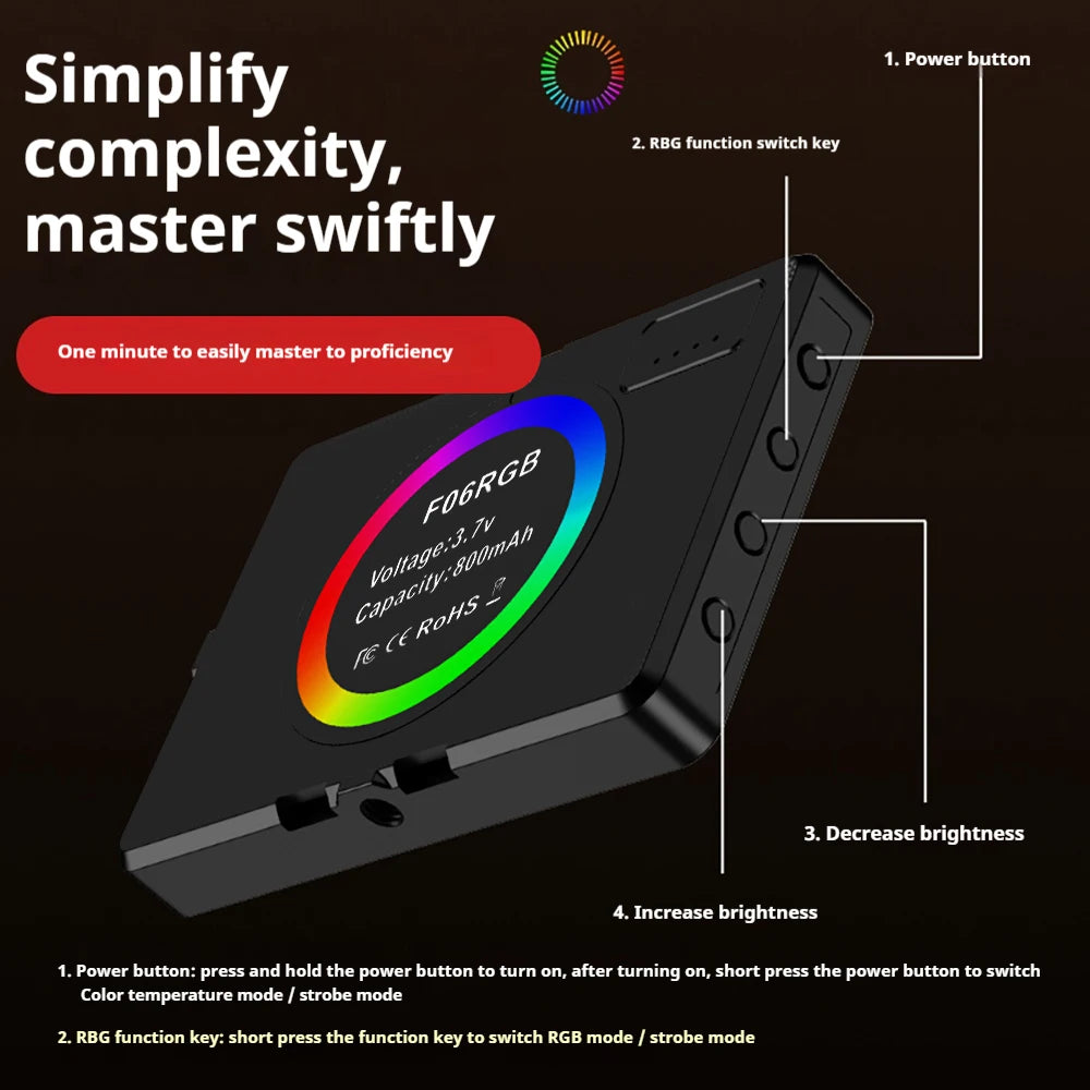 Cyber Technology Style RGB Magnetic Fill light Mobile Phone Selfie Video live Outdoor Shooting Clip light RGB Multi-style Lamp