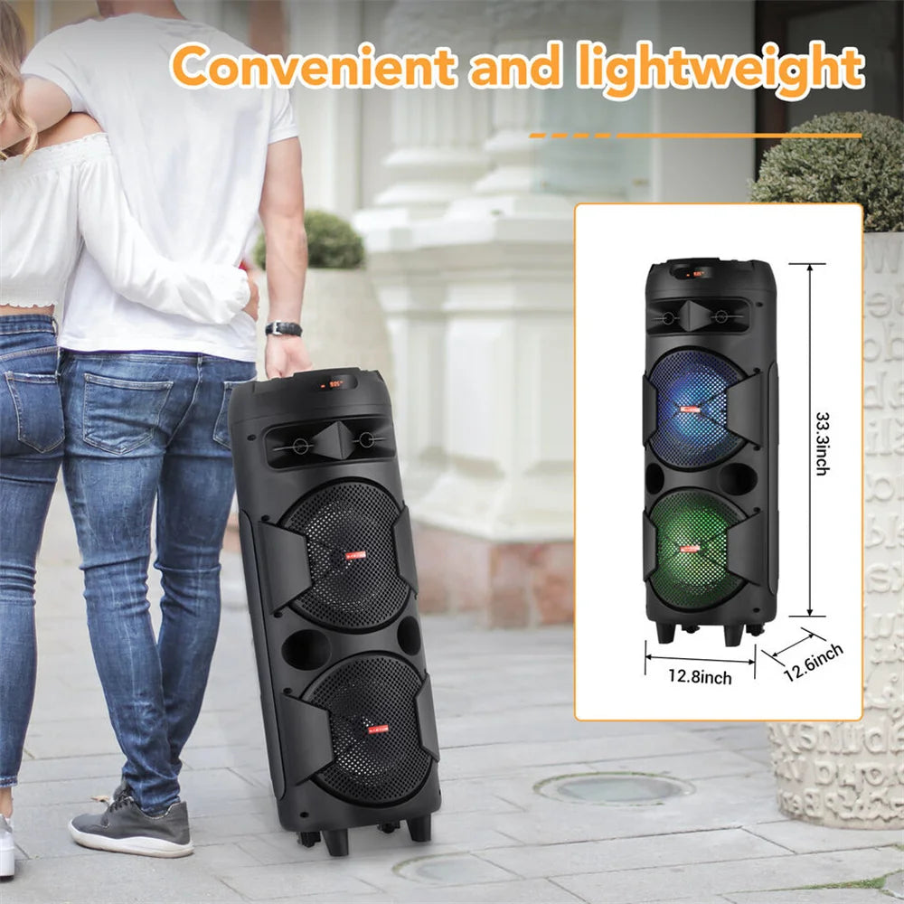 Portable Bluetooth Speaker Dual 8" Subwoofer Heavy Bass Sound