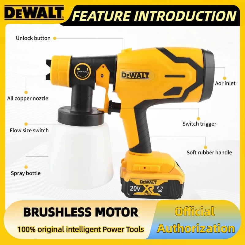 DEWALT 800ML Cordless Electric Spray Gun High Power HVLP Spray Paint Machine, Automotive Furniture Steel Coating Spray Gun