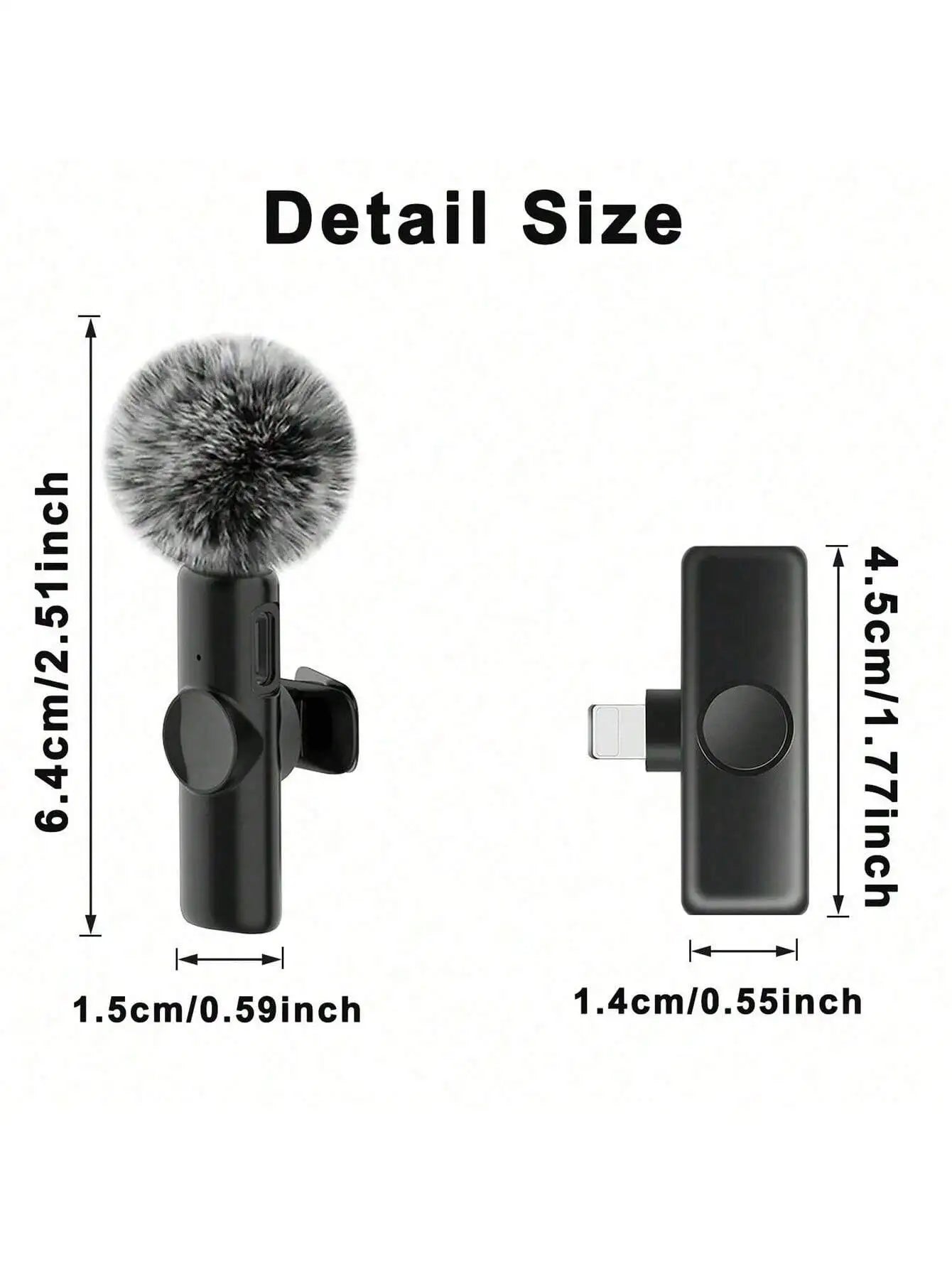Wireless Lavalier Microphone Mini Portable Audio Video Recording Lapel Mic Compatible with iPhone Android Phone Live Broadcast g