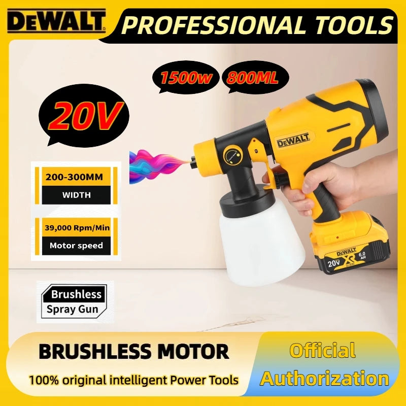 DEWALT 800ML Cordless Electric Spray Gun High Power HVLP Spray Paint Machine, Automotive Furniture Steel Coating Spray Gun