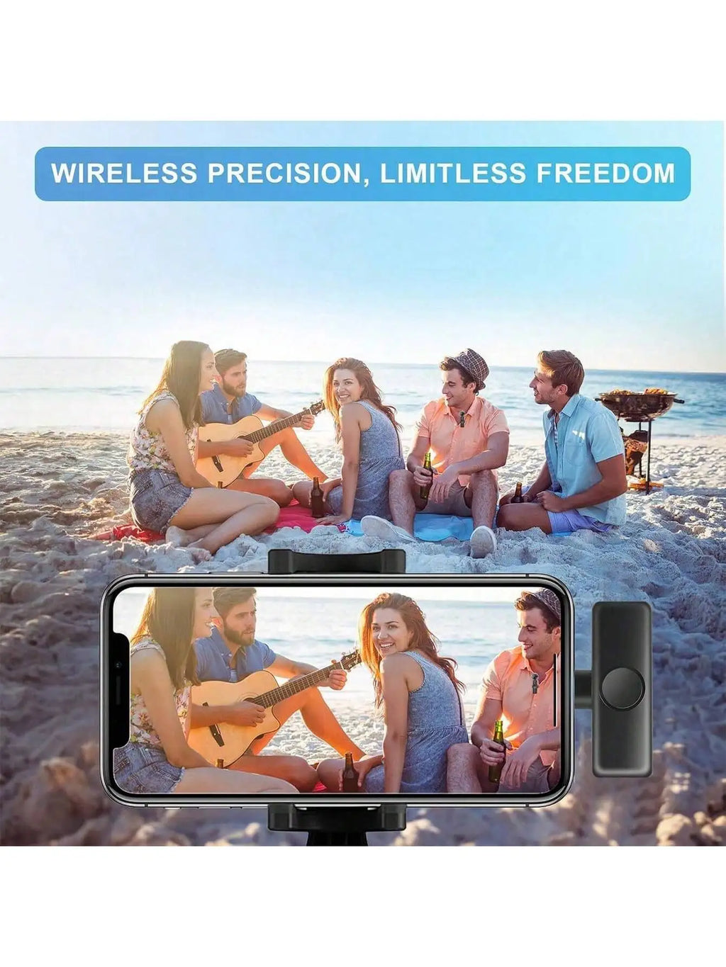 Wireless Lavalier Microphone Mini Portable Audio Video Recording Lapel Mic Compatible with iPhone Android Phone Live Broadcast g