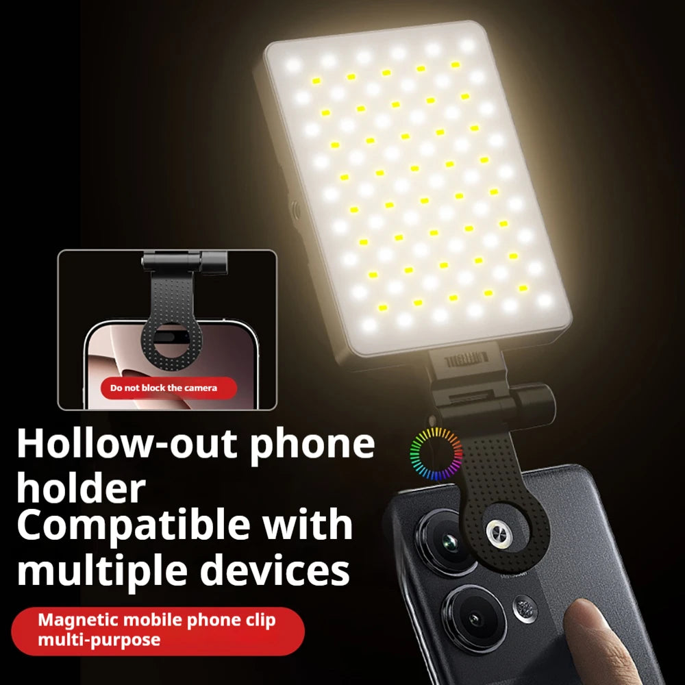 Cyber Technology Style RGB Magnetic Fill light Mobile Phone Selfie Video live Outdoor Shooting Clip light RGB Multi-style Lamp