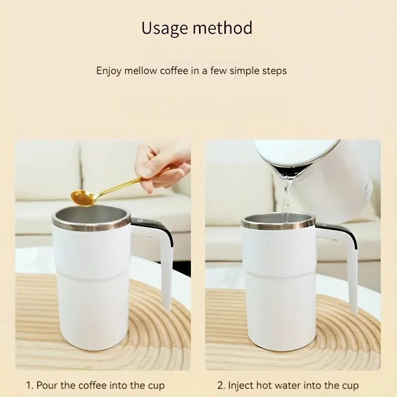 Temperature display automatic stirring cup, rechargeable magnetic automatic stirring coffee cup, portable travel water cup