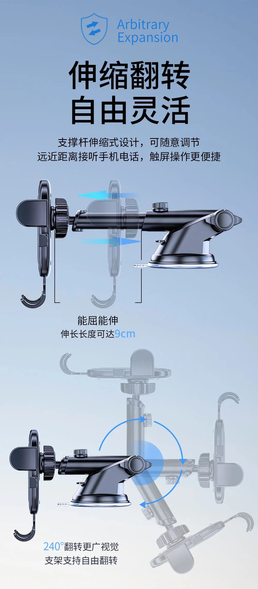 Car Phone Holder Cell Phone Mount for Car Dashboard Windshield Automobile Cradles Dash Stand Bracket for IPhone 14 13 12 Android